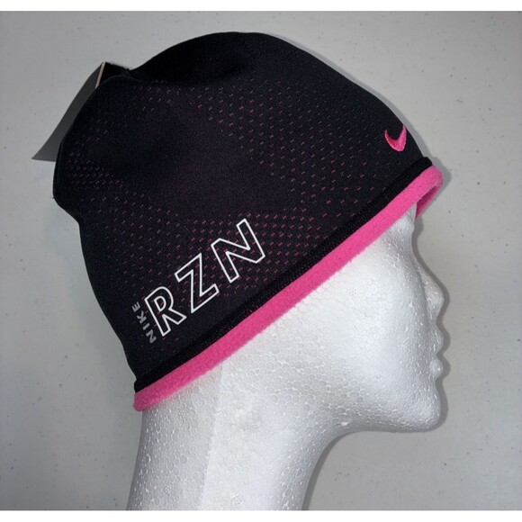 Nike Reversible Running/Golf Cap Unisex Therma-Fit Beanie Hat Black & Pink - Picture 2 of 4